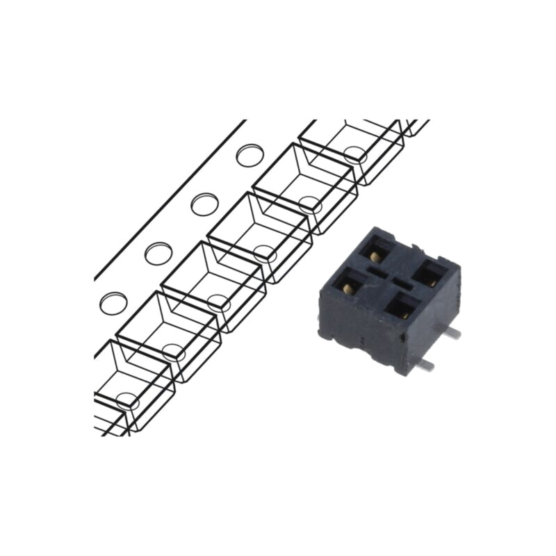 Conector: şiruri pini; mamă; PIN: 4; 2,54mm; gold flash; SMT; soclu Conector: şiruri pini; mamă; PIN: 4; 2,54mm; gold flash; SMT; soclu