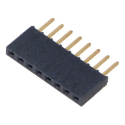 Conector: şiruri pini; mamă; PIN: 8; 2,54mm; aurit; THT; soclu; drept