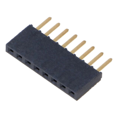 Conector: şiruri pini; mamă; PIN: 8; 2,54mm; aurit; THT; soclu; drept
