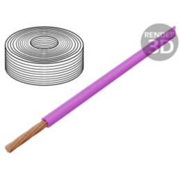 Cablu; FLRY-B; 1x1mm2; litat; Cu; PVC; roz; 60V; Clasa: 5; 1,9÷2,1mm