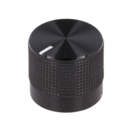 Buton rotativ; cu indicator; Øax: 6mm; Ø20mm; neagră; Ax: moletat