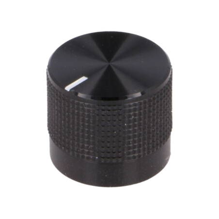 Buton rotativ; cu indicator; Øax: 6mm; Ø20mm; neagră; Ax: moletat