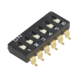 Comutator: DIP-SWITCH; Număr secţiuni: 6; ON-OFF; 0,025A/24VDC
