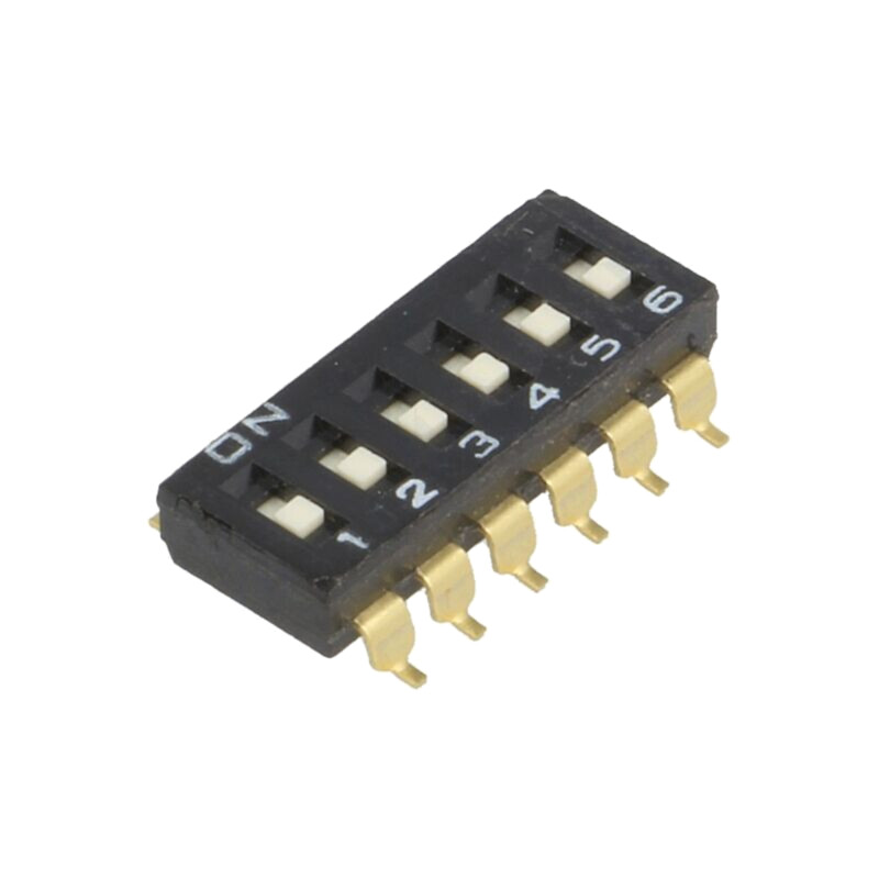 Comutator: DIP-SWITCH; Număr secţiuni: 6; ON-OFF; 0,025A/24VDC Comutator: DIP-SWITCH; Număr secţiuni: 6; ON-OFF; 0,025A/24VDC