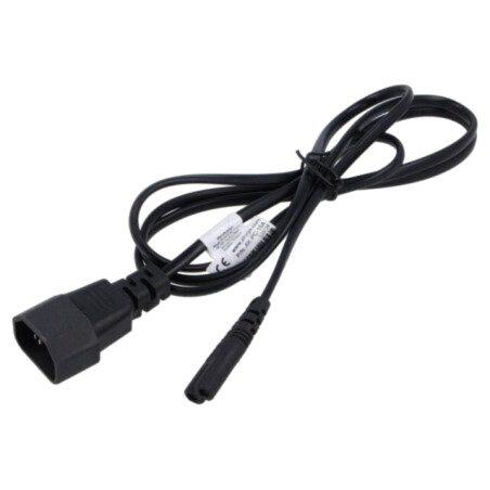 Cablu; 2x0,5mm2; IEC C14 tată,IEC C7 mamă; PVC; 1,5m; negru; 2,5A