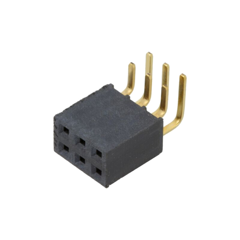 Conector: şiruri pini; mamă; PIN: 6; 2,54mm; aurit; THT; soclu Conector: şiruri pini; mamă; PIN: 6; 2,54mm; aurit; THT; soclu