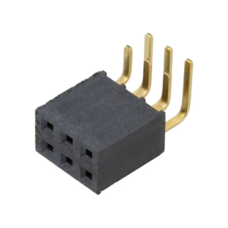 Conector: şiruri pini; mamă; PIN: 6; 2,54mm; aurit; THT; soclu