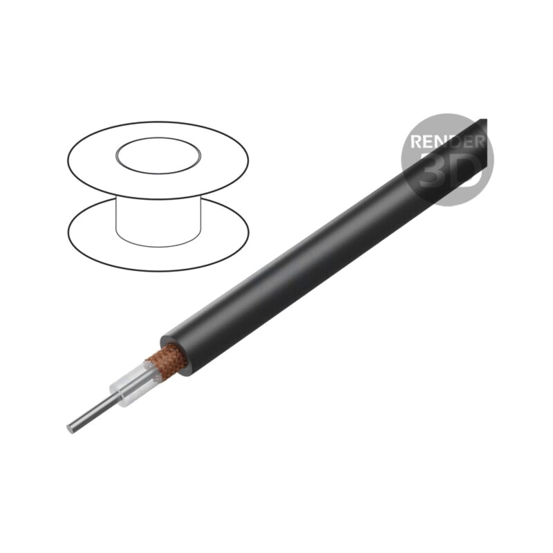 Cablu: coaxial; RG62A/U; sârmă; CCS; PVC; negru; 6,15mm Cablu: coaxial; RG62A/U; sârmă; CCS; PVC; negru; 6,15mm