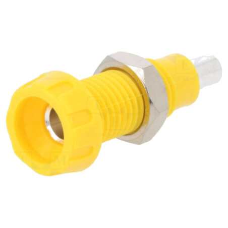 Conector: banană 4mm; soclu; 10A; 250VAC; 28,5mm; galbenă; nichelat