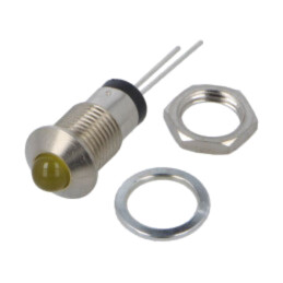 Lampă de control: LED; convex; galbenă; 2VDC; Ø8mm; MPC; metal