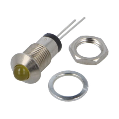Lampă de control: LED; convex; galbenă; 2VDC; Ø8mm; MPC; metal