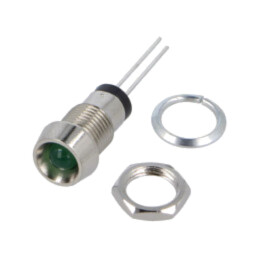 Lampă de control: LED; concav; verde; 2,1VDC; Ø8mm; metal; ØLED: 5mm