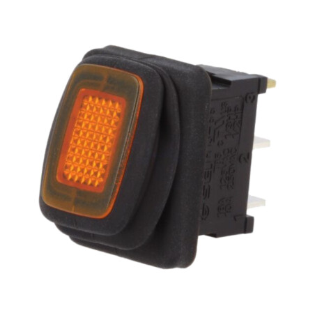 ROCKER; SPST; Poz: 2; ON-OFF; 10A/250VAC; portocalie; IP65; 250V