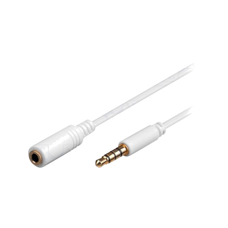 Cablu; Jack 3,5mm 4pin soclu,Jack 3,5mm 4pin mufă; 1m; alb; PVC Cablu; Jack 3,5mm 4pin soclu,Jack 3,5mm 4pin mufă; 1m; alb; PVC