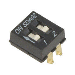 Comutator: DIP-SWITCH; Număr secţiuni: 2; ON-OFF; 0,025A/24VDC