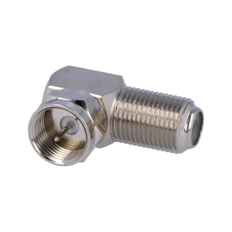 Adaptor; F soclu,F mufă; în unghi 90°; 75Ω; polipropilenă; 1GHz