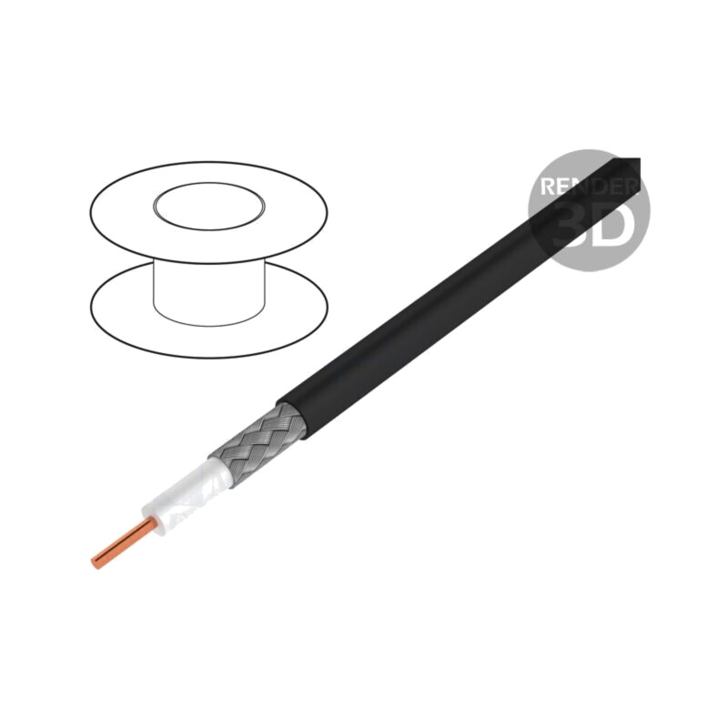 Cablu: coaxial; RG174U; litat; CCS; PVC; negru; 2,6mm