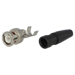 Conector: BNC; mufă; tată; cu manşon; drept; 50Ω; terminal cu şurub