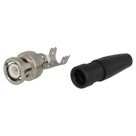 Conector: BNC; mufă; tată; cu manşon; drept; 50Ω; terminal cu şurub