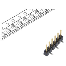 Conector: şiruri pini; tată; PIN: 6; 2,54mm; aurit; SMT; şir pini
