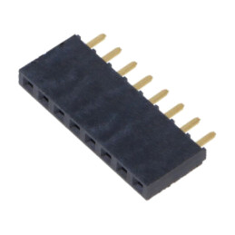 Conector: şiruri pini; mamă; PIN: 8; 2,54mm; aurit; THT; soclu; drept