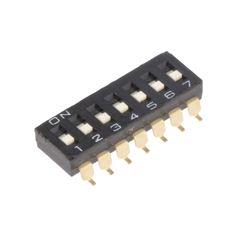 Comutator: DIP-SWITCH; Număr secţiuni: 7; ON-OFF; 0,025A/24VDC Comutator: DIP-SWITCH; Număr secţiuni: 7; ON-OFF; 0,025A/24VDC