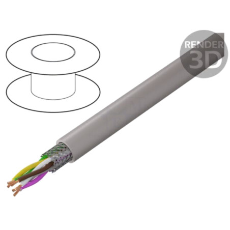 Cablu; UNITRONIC® LiHCH (TP); 3x2x0,14mm2; LSZH; gri-bej; 60V
