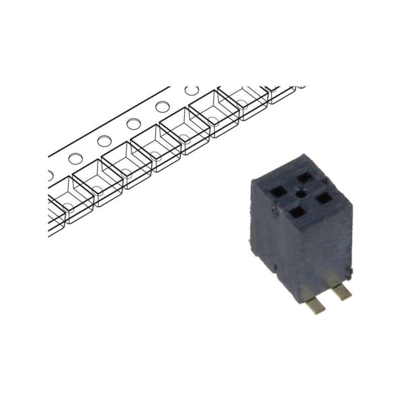 Conector: şiruri pini; tată; PIN: 4; 1,27mm; aurit; SMT; soclu; rolă Conector: şiruri pini; tată; PIN: 4; 1,27mm; aurit; SMT; soclu; rolă