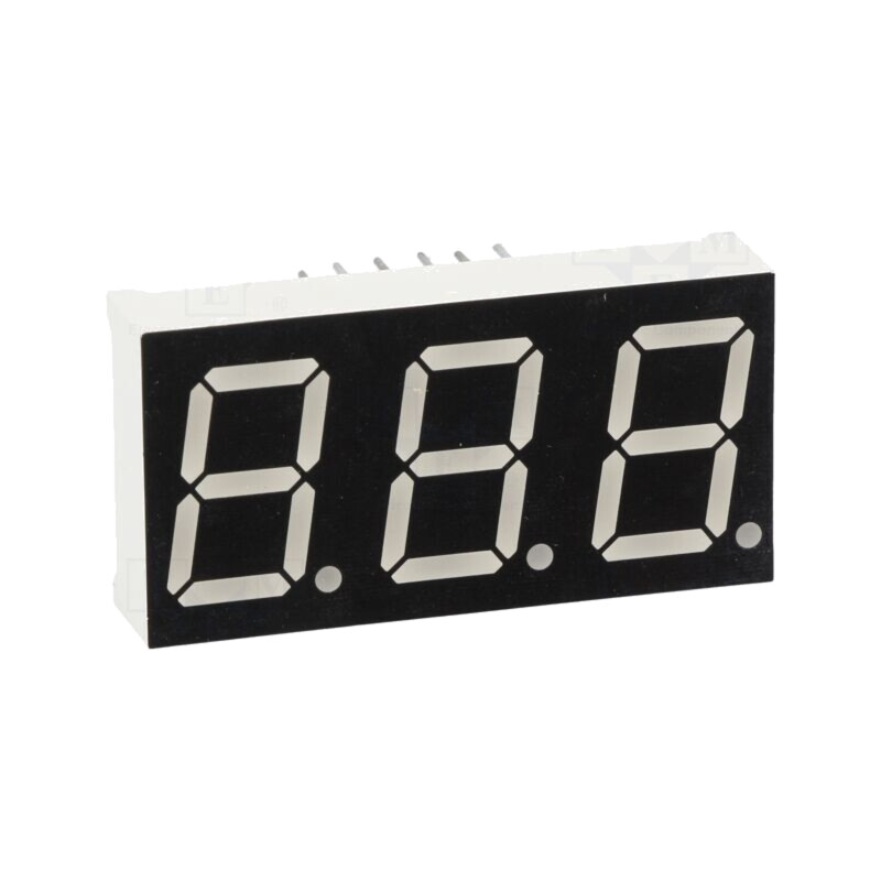 Afişaj: LED; cu 7 segmente; 14,2mm; 0,56"; Nr.car: 3; verde; 160mcd Afişaj: LED; cu 7 segmente; 14,2mm; 0,56"; Nr.car: 3; verde; 160mcd