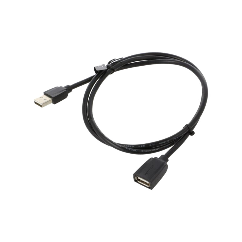 Cablu; USB 2.0; USB A soclu,USB A mufă; nichelat; 1m; negru; PVC