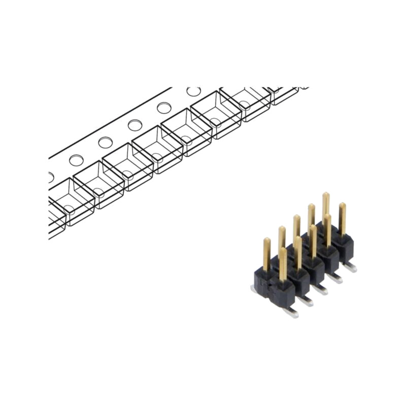Conector: şiruri pini; tată; PIN: 10; 2,54mm; aurit; SMT; şir pini Conector: şiruri pini; tată; PIN: 10; 2,54mm; aurit; SMT; şir pini
