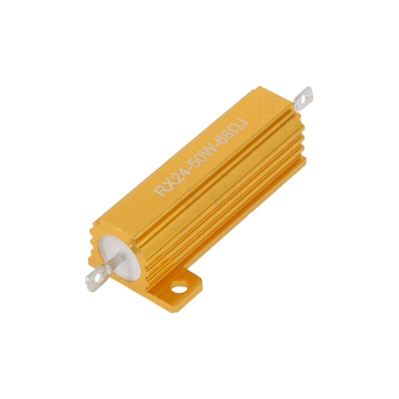 Rezistor: bobinat; cu radiator; 68Ω; 50W; ±5%; 50ppm/°C; pt.lipit Rezistor: bobinat; cu radiator; 68Ω; 50W; ±5%; 50ppm/°C; pt.lipit