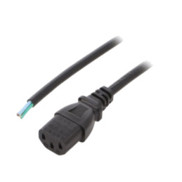 Cablu; 3x0,75mm2; IEC C13 mamă,cabluri; PVC; 0,5m; negru; 10A; 250V