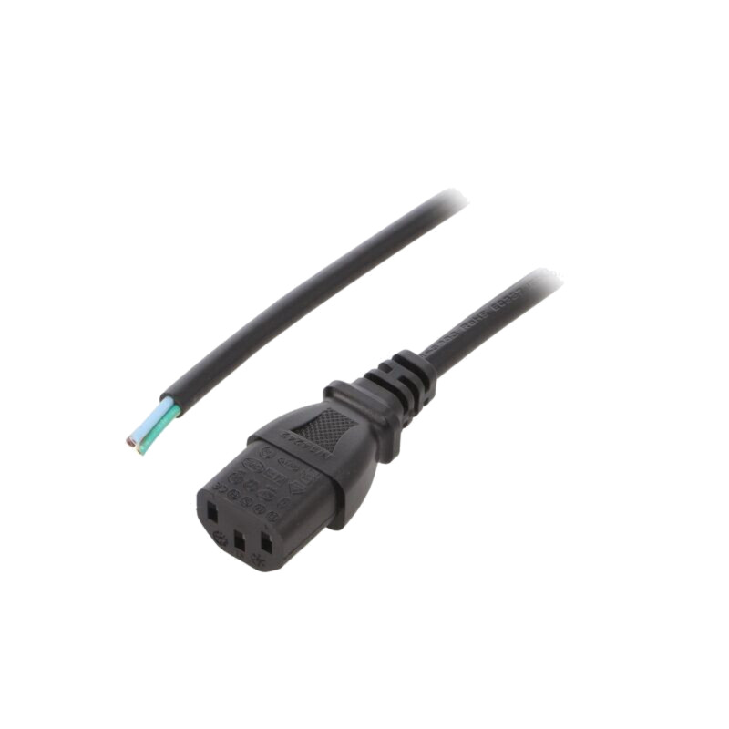 Cablu; 3x0,75mm2; IEC C13 mamă,cabluri; PVC; 0,5m; negru; 10A; 250V Cablu; 3x0,75mm2; IEC C13 mamă,cabluri; PVC; 0,5m; negru; 10A; 250V