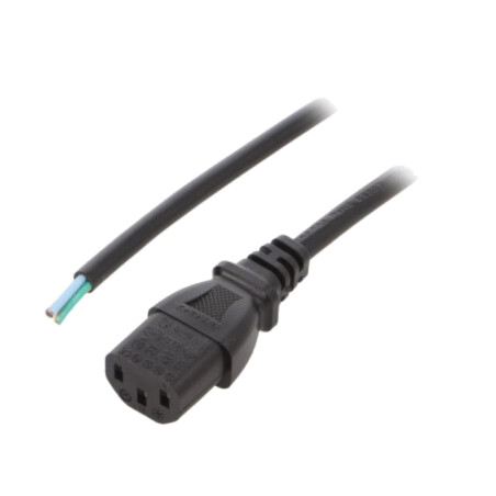 Cablu; 3x0,75mm2; IEC C13 mamă,cabluri; PVC; 0,5m; negru; 10A; 250V