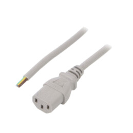 Cablu; 3x0,75mm2; IEC C13 mamă,cabluri; PVC; 0,5m; gri; 10A; 250V