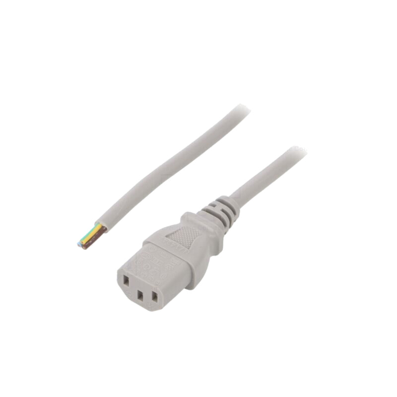 Cablu; 3x0,75mm2; IEC C13 mamă,cabluri; PVC; 0,5m; gri; 10A; 250V Cablu; 3x0,75mm2; IEC C13 mamă,cabluri; PVC; 0,5m; gri; 10A; 250V