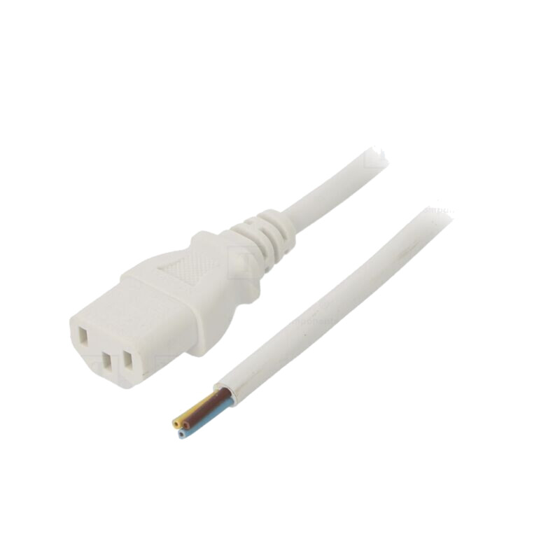 Cablu; 3x0,75mm2; IEC C13 mamă,cabluri; PVC; 0,5m; alb; 10A; 250V Cablu; 3x0,75mm2; IEC C13 mamă,cabluri; PVC; 0,5m; alb; 10A; 250V