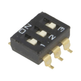 Comutator: DIP-SWITCH; Număr secţiuni: 3; ON-OFF; 0,025A/24VDC