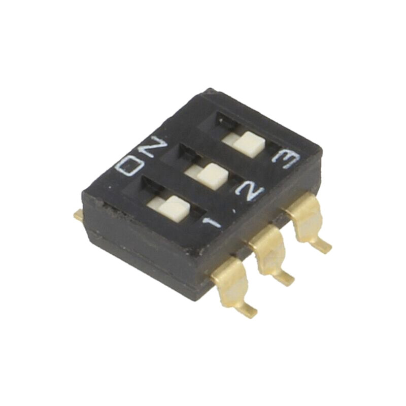 Comutator: DIP-SWITCH; Număr secţiuni: 3; ON-OFF; 0,025A/24VDC Comutator: DIP-SWITCH; Număr secţiuni: 3; ON-OFF; 0,025A/24VDC