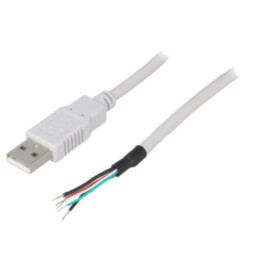 Cablu; USB 2.0; cabluri,USB A mufă; 1m; gri; Fire: Cu; 24AWG,28AWG