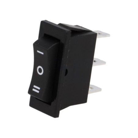 ROCKER; SP3T; Poz: 3; (ON)-OFF-(ON); 10A/250VAC; neagră; fără; 50mΩ