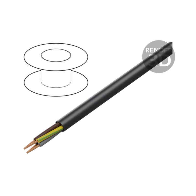 Cablu; H05RR-F; 3G1mm2; litat; Cu; gumă; negru; 300V,500V; Clasa: 5