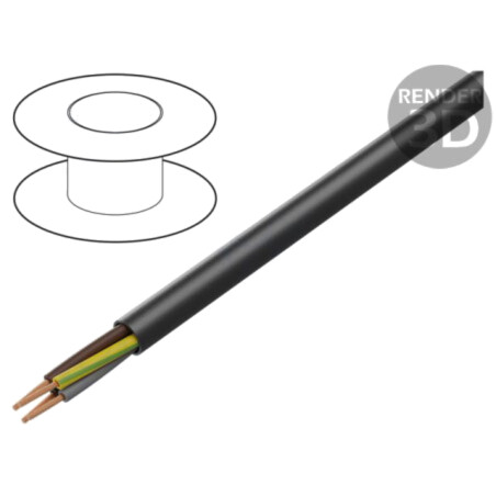 Cablu; H05RR-F; 3G1mm2; litat; Cu; gumă; negru; 300V,500V; Clasa: 5