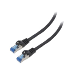 Patch cord; S/FTP; 6a; litat; CCA; LSZH; negru; 1,5m; 26AWG; Fire: 8