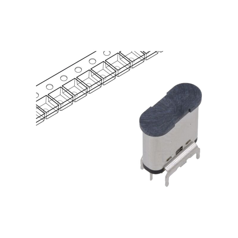 Conector: USB C; soclu; pentru PCB; SMT; PIN: 24; verticală; USB 3.1 Conector: USB C; soclu; pentru PCB; SMT; PIN: 24; verticală; USB 3.1