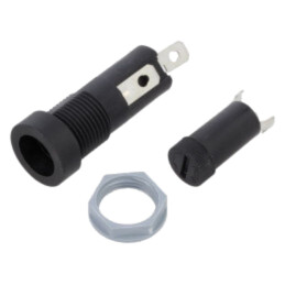 Clemă; 5x20mm; 10A; pe panou; 250VAC; Orif: Ø12,7mm; termoplast