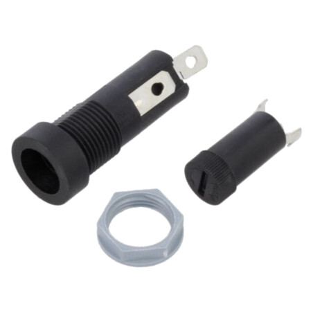 Clemă; 5x20mm; 10A; pe panou; 250VAC; Orif: Ø12,7mm; termoplast