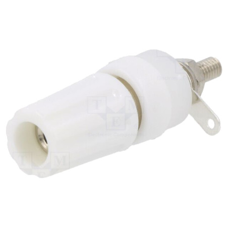 Conector: banană 4mm; soclu; 15A; 250VDC; L: 45mm; albă; nichelat