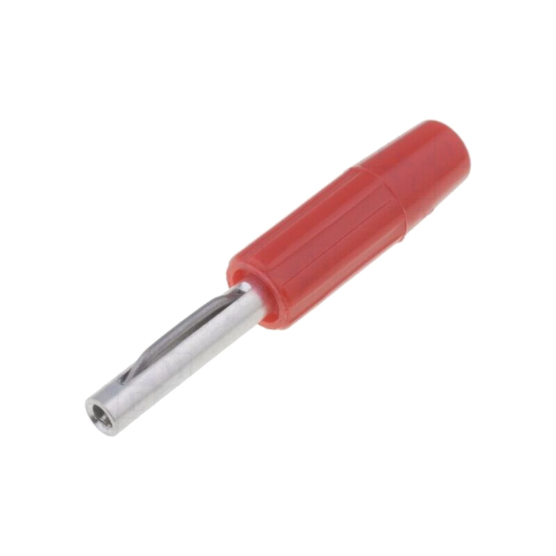 Conector: banană 4mm; mufă; 10A; 60VDC; roşie; neizolat; pe cablu